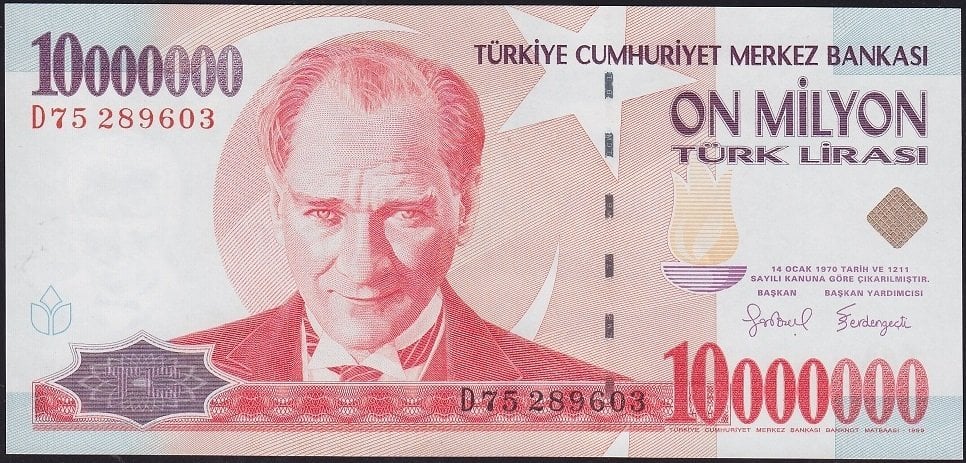 7.Emisyon 10 000 000 Lira D75 289603 Çil