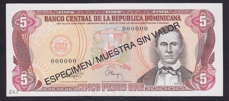 Dominik Cumhuriyeti 5 Pesos Oro 1993 Çil Specimen Pick143s