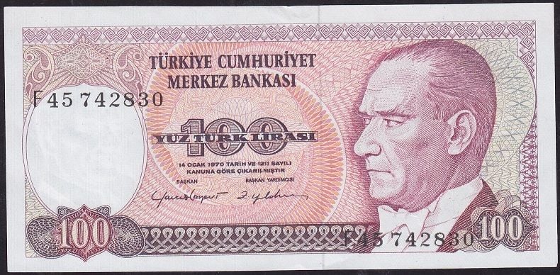 7.Emisyon 2.Tertip 100 Lira F45 742830 Çilaltı