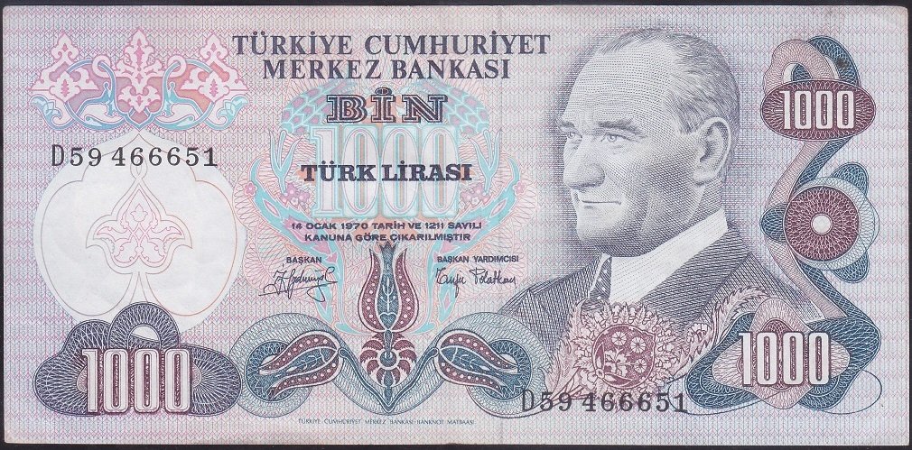 6.EMİSYON 2.TERTİP 1000 LİRA D59 466651 ÇÇT ÇİLALTI