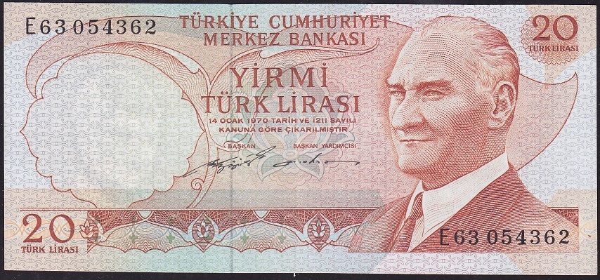 6.Emisyon 2.Tertip 20 Lira E63 054362 Çilaltı