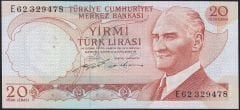 6.Emisyon 2.Tertip 20 Lira E62 329478 Çilaltı Çil