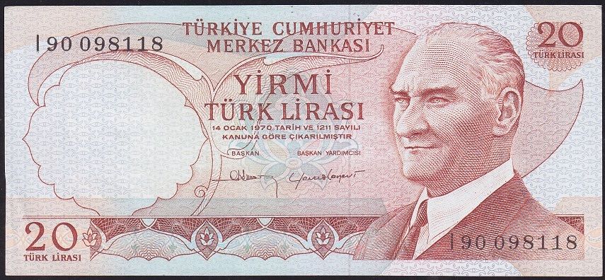 6.Emisyon 4.Tertip 20 Lira I90 098118 Çilaltı Çil