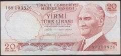 6.Emisyon 4.Tertip 20 Lira I89 103826 Çok Temiz