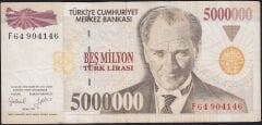 7.Emisyon 5 000 000 Lira F64 904146 Çok Temiz