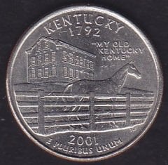 Amerika Çeyrek Dolar 2001 P Hatıra Kentucky