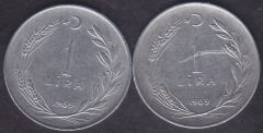 1969 Yılı 1 Lira Temiz (Ters Düz Takım )