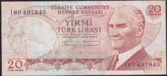 6.Emisyon 4.Tertip 20 Lira I60 497840 Çok Temiz