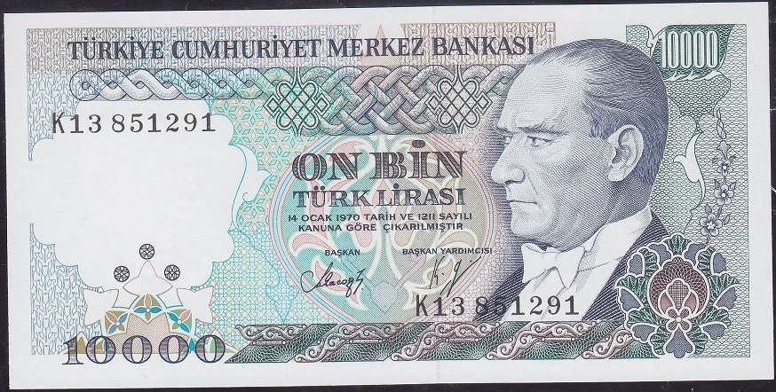 7.Emisyon 4.Tertip 10000 Lira K13 851291 Çil