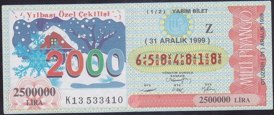 1999 31 ARALIK YARIM BİLET - Z SERİSİ