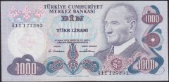 6.Emisyon 1.Tertip 1000 Lira A11 127393 Çok Temiz+