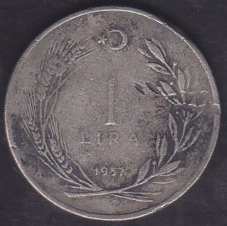 1957 Yılı 1 Lira Haliyle