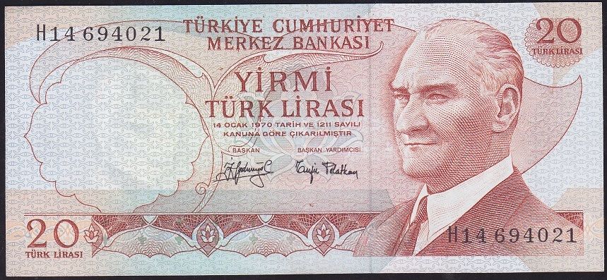 6.Emisyon 3.Tertip 20 Lira H14 694021 Ççt Çilaltı