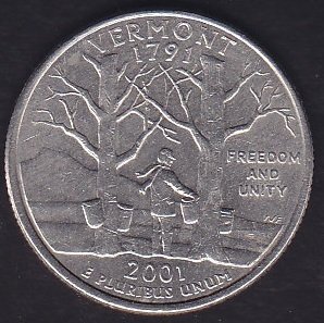 Amerika Çeyrek Dolar 2001 D Hatıra Vermont