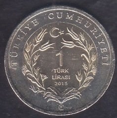 2015 Tarihli 1 Lira Ankara Keçisi Bimetal Hatıra Parası Çilaltı Çil Hafif Kararma Var