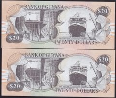 Guyana 20 Dolar 1996 Çil 2 Adet 8778 - 87 87