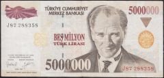 7.Emisyon 5 000 000 Lira J87 288358 Çok Temiz+