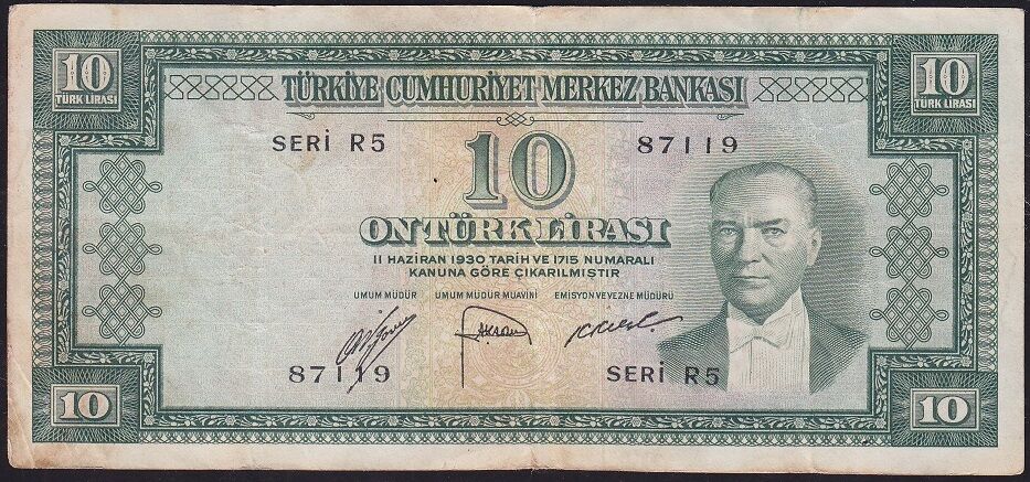 5.Emisyon 2.Tertip 10 Lira R5 87119 Çok Temiz+