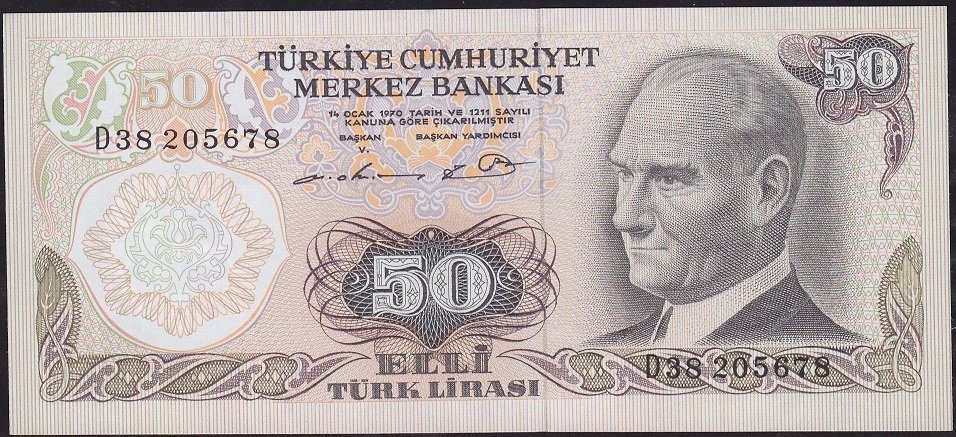 6.Emisyon 1.Tertip 50 Lira D38 205678 Çilaltı Çil