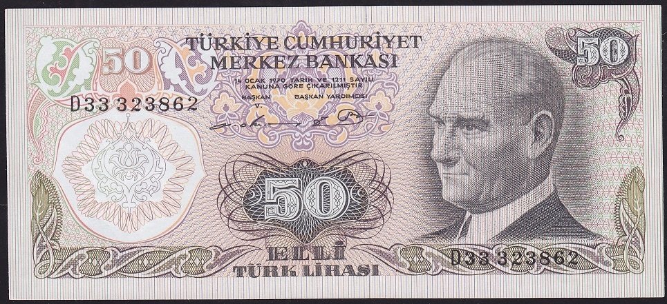 6.Emisyon 1.Tertip 50 Lira D33 323862 Çilaltı Çil