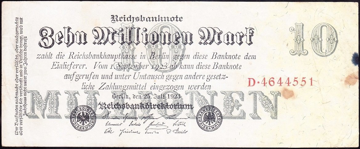 Almanya 10 000 000 Mark 1923 Çok Temiz