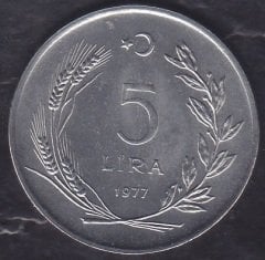 1977 Yılı 5 Lira FAO Herkese Ekmek Ve Konut Çilaltı Çil