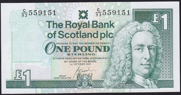 İskoçya 1 Pound 2001 Çil Pick 351e