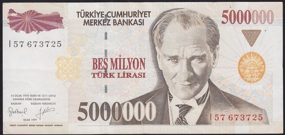 7.Emisyon 5 000 000 Lira I57 673725 Çok Temiz+