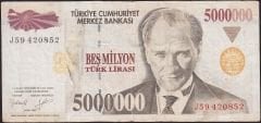 7.Emisyon 5 000 000 Lira J59 420852 Temiz+