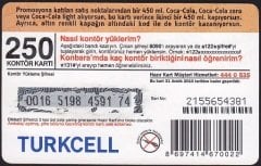 Turkcell Hazır Kart 250 Kontör 2010 Coca Cola