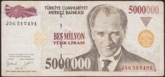 7.Emisyon 5 000 000 Lira J56 517491 Temiz+