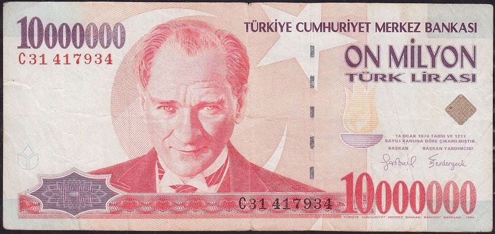 7.Emisyon 10 000 000 Lira C31 417934 Çok Temiz