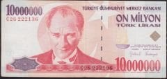 7.Emisyon 10 000 000 Lira C28 222136 Çok Temiz