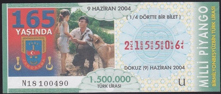 2004 9 HAZİRAN ÇEYREK BİLET U SERİSİ