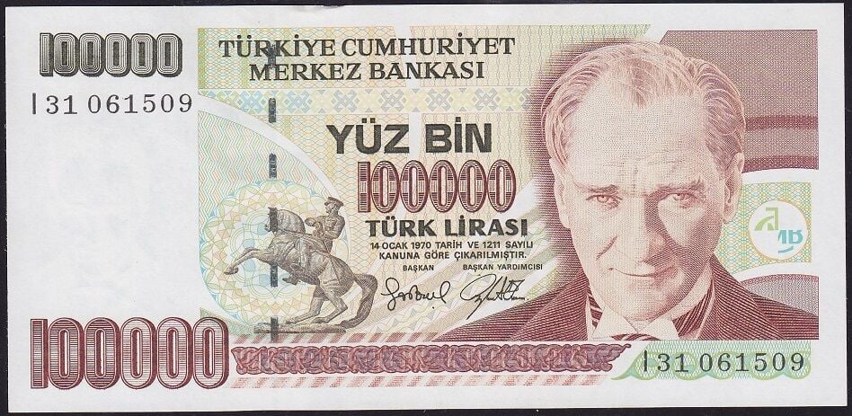 7.Emisyon 3.Tertip 100000 Lira I31 061509 Çil