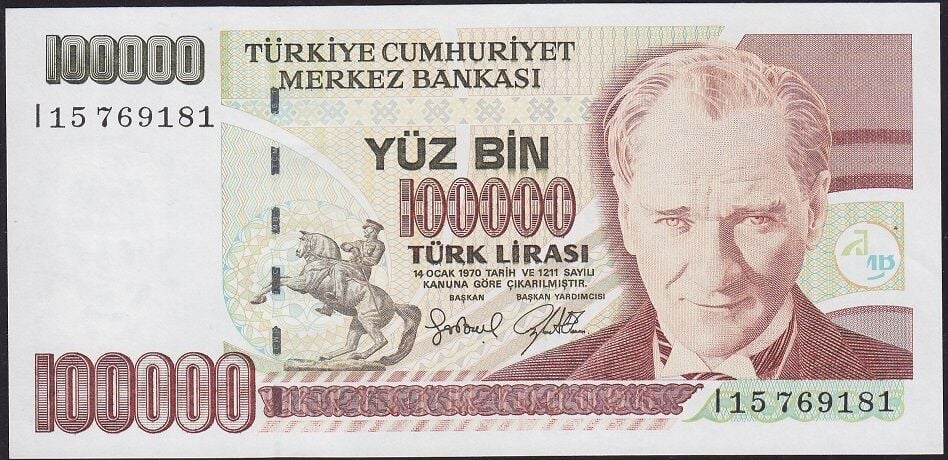 7.Emisyon 3.Tertip 100000 Lira I15 769181 Çilaltı