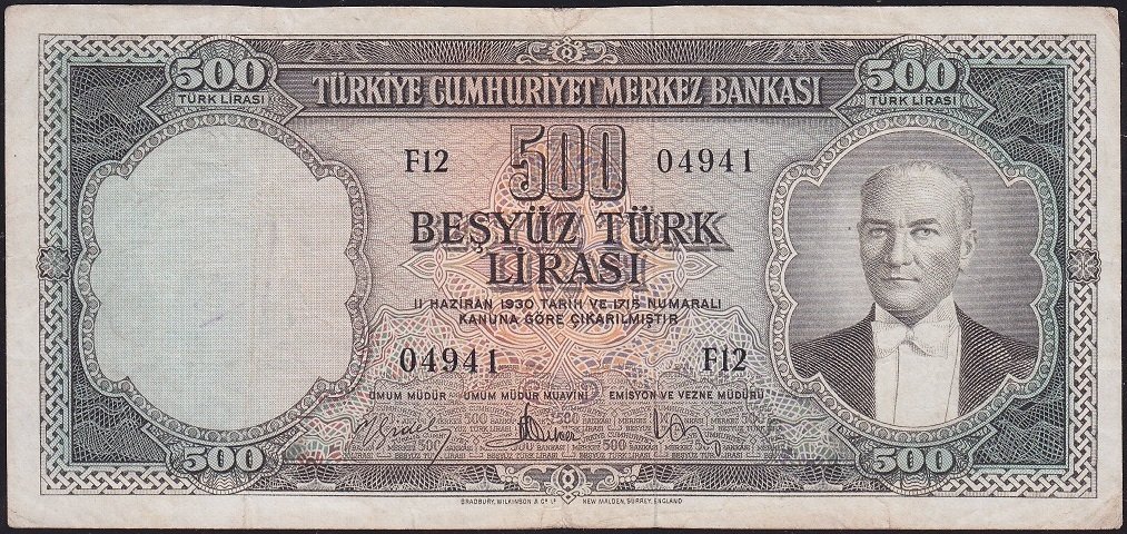 5.Emisyon 2.Tertip 500 Lira F12 04941 Çok Temiz