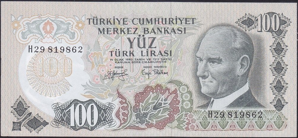 6.Emisyon 2.Tertip 100 Lira H29 819862 Ççt Çilaltı