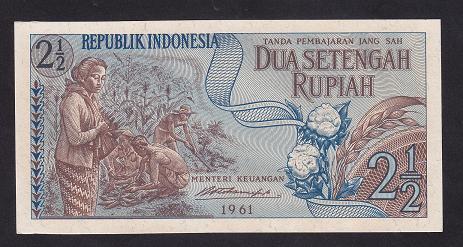 Endonezya 2.5 Rupiah 1961 ÇİL Pick 79