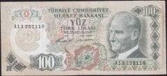 6.Emisyon 1.Tertip 100 Lira A13 257110 Çok Temiz