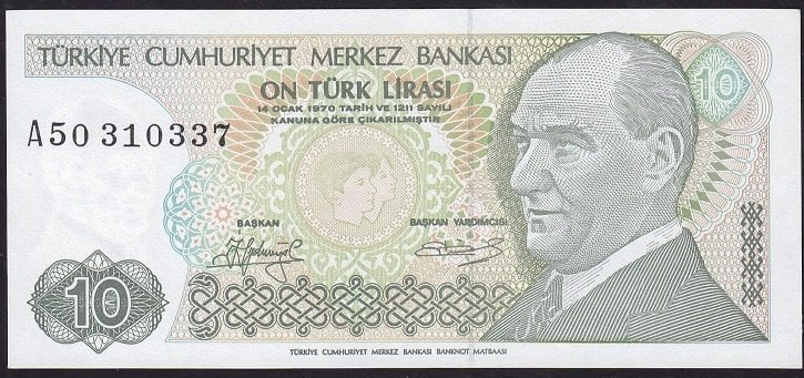 7.Emisyon 1.Tertip 10 Lira A50 310337 Çilaltı