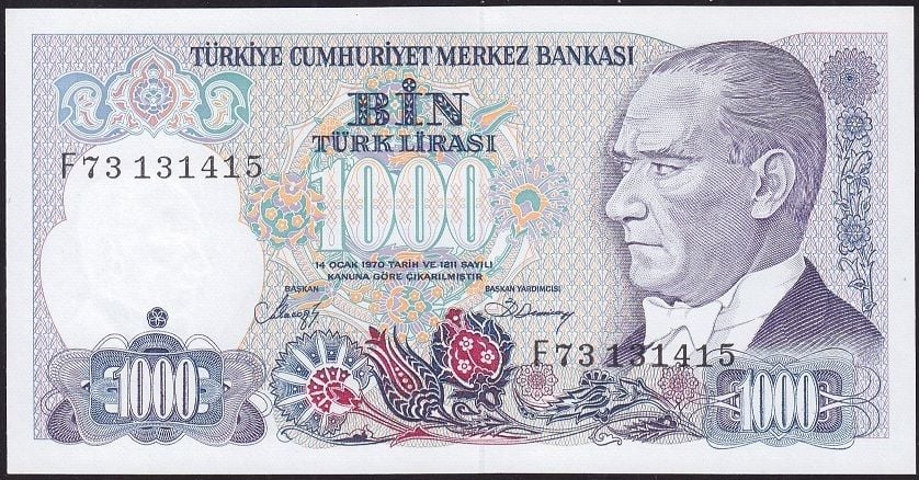 7.Emisyon 2.Tertip 1000 Lira F75 13 14 15 Çil Merdiven