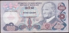 6.EMİSYON 2.TERTİP 1000 LİRA C68 965449 ÇOK TEMİZ +