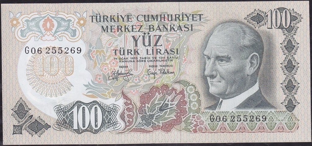 6.Emisyon 2.Tertip 100 Lira G06 255269 Çok Çok Temiz +