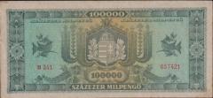 Macaristan 100000 Pengo 1946 Çilaltı ( Kat Yok )