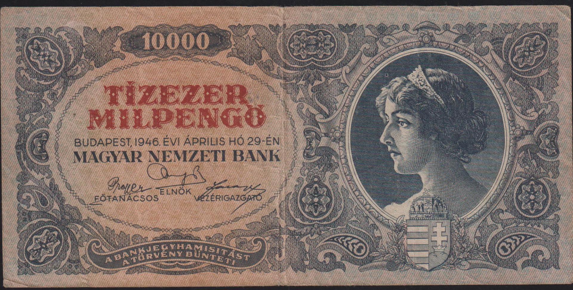 Macaristan 10000 Pengo 1946 Çok Temiz