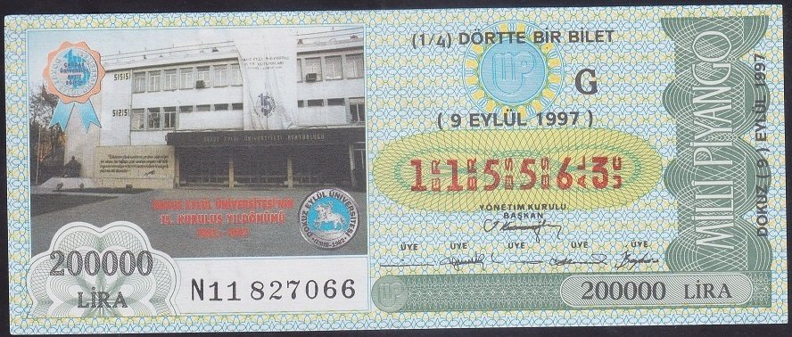 1997 9 EYLÜL ÇEYREK BİLET - G SERİSİ