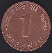 Almanya 1 Pfennig 1990 F