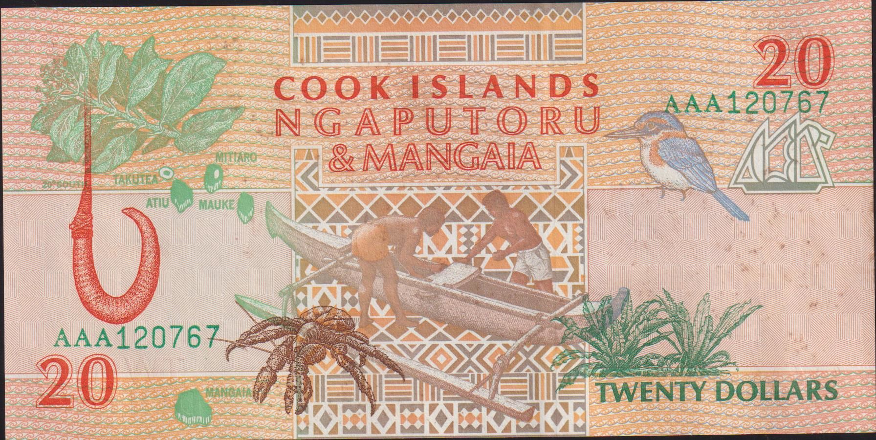 Cook Island 20 Dolar 1992 Çilaltı ( Kat yok Lekeler var )