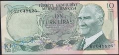 6.Emisyon 2.Tertip 10 Lira L43 049826 Çilaltı Çil